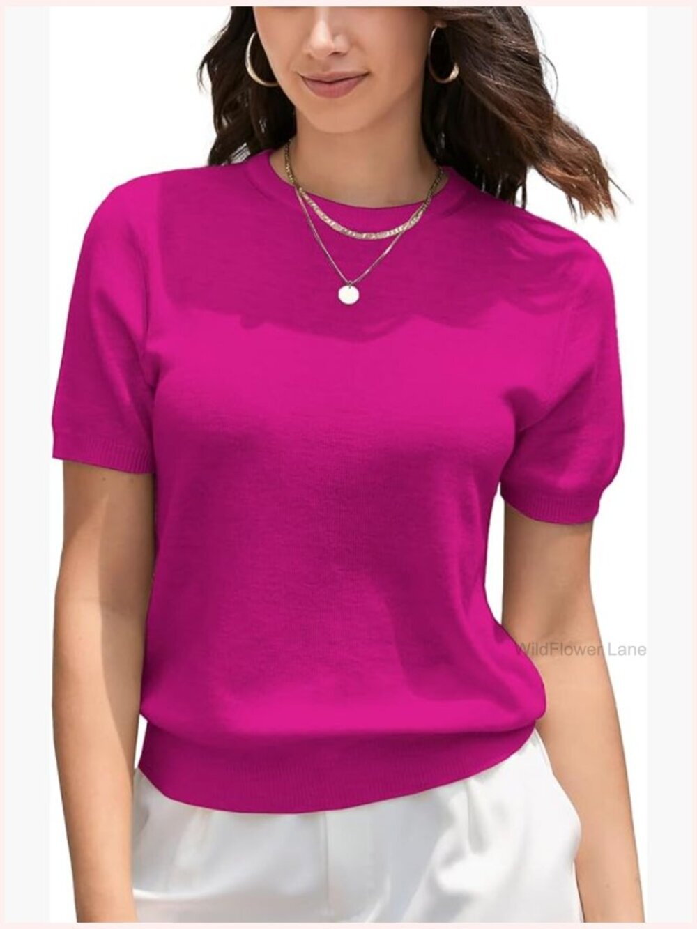 Cotton Modal Short Sleeve Sweater Lightweight Summer Pullover Crew Neck Knit Top